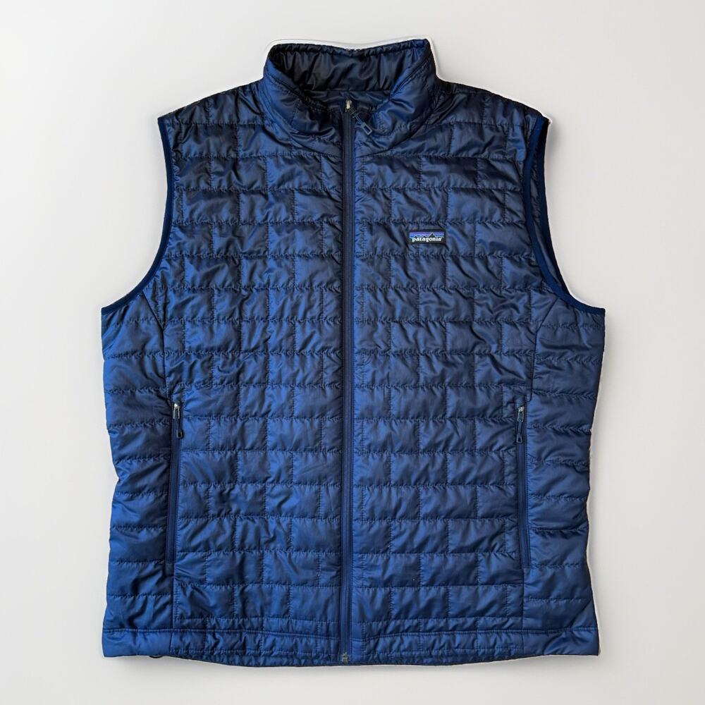 Patagonia Nano Puff Vest 2XL Blue Insulated Full Zip Utility Hiking Outerwear